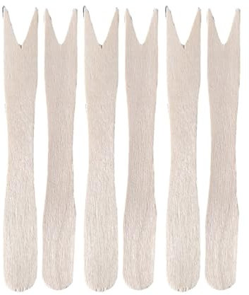 Cocktail Fork Finger Food Skewers Made of Bamboo Wood Wooden Skewers with Wide Grip Surface Barbecue Skewers for Household Gastro Buffet or Mini Dining Stick