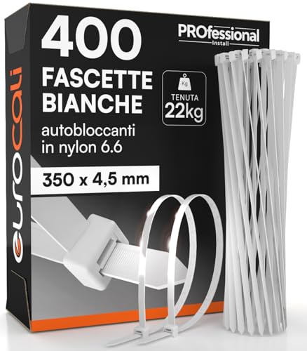 400 bridas de nailon 6,6, 350 x 4,5 mm, sujeción de 22 kg, para cables y mazos autobloqueantes para electricista y bricolaje, apriete con dientes antideslizantes, resistentes al fuego, calor y
