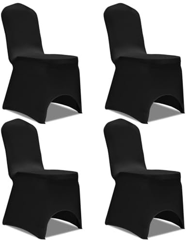 ShGaxin Funda para Silla elástica 4 Unidades, Funda Sillas Comedor, Cubre Sillas, Cubierta De La Silla, Funda Protectora Sillas, Negra