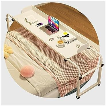 Verstellbarer Betttisch mit Rollen für Doppel-/Queensize-Betten, Steharbeitsplatz mit Lebensmitteltablett, Schreibtisch, Rolltisch, medizinischer Tisch für Doppelbett, Doppelbett, Queen-Size-Bett,
