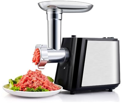 Heavy Duty Meat Mincer, Stainless Steel Electric Meat Grinder with 2 Sausage Tubes, 3 Stainless Steel Blades, Easy One-Button Control, Low Noise, Easy To Clean for Home Kitchen & Commercial Using