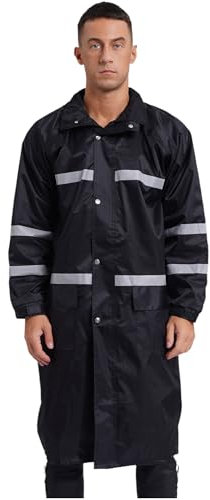 iiniim Herren Kapuze Regenjacke Reflektierend Regenmantel Warnschutz Jacke Wiederverwendbar Regencape Regenschutz für Outdoor Camping Wandern Angeln Schwarz XL