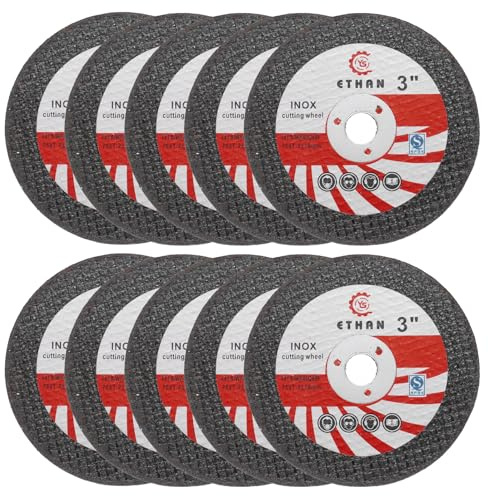 HARFINGTON 10pcs Cut Off Wheels 3 x 1/20 x 3/8 Ultra Thin Cut-Off Wheels Angle Grinder Cutting Discs General Metal Cutting Disc for Stainless Steel Cast Iron Copper, Black