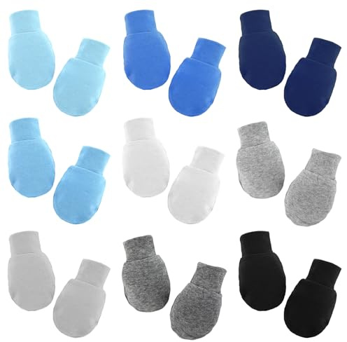 9 Pairs Baby Mittens, Cotton Soft No Scratch Infant Gloves Baby Mittens Newborn Gloves, Newborn Mittens for 0-6 Months Baby