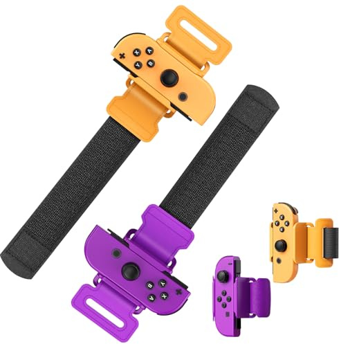 Auarte Armbänder für Just Dance 2026 2025 2024 2023 2022 für Zumba Burn It Up, Verstellbarer Armbänder für Nintendo Switch/Switch OLED Dance, 2 Stück Armband für Erwachsene Kinder (Lila & Orange)