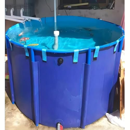 Großer, zusammenklappbarer Fischteich aus Segeltuch, 2000 l Aufstellpool, verdickte Außenplane für die Koi-Zucht und Gartenbewässerung, blau, Größe: 1,8 x 0,8 m (71 x 31 Zoll)