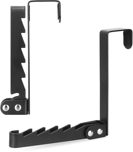 Techchii Over Door Hangers for Clothes, Foldable Door Cloth Hange | Overdoor Hook Hanger with 5 Grooves Metal Drying Rack Door Hooks for Clothes, Towel, Coat, Bags (Black)