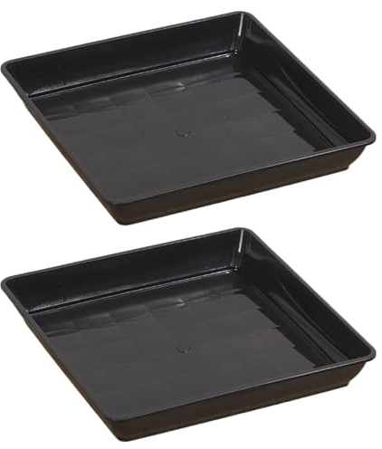 Generisch Blumentopfuntersetzer, 2 Stück BlumenUntersetzer Eckig Für Pflanzkübel - Pflanzenuntersetzer Quadratisch Aus Kunststoff - Pflanzen Untertopf, Schwarz, 35x35x5,5cm