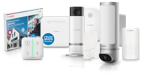 Bosch Alarmsystem L, Einbruchschutz und Brandschutz mit Kameraüberwachung (innen+außen) für Haus und Wohnung, Set inklusive Gutscheincode für 2 Monate Security+ Notfallservice gratis