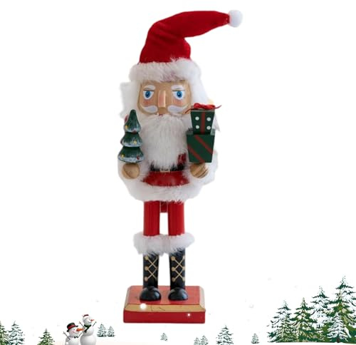 Figurine casse-noisette de Noël | Figurine de Père Noël Casse-noisette en bois de 27 cm, pièce maîtresse de table pour fête, entrée, école, salle d'étude, bureau, hôtel, vitrine