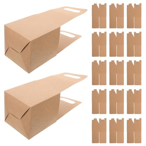 FRCOLOR 30piezas Portavasos de Papel Kraft Desechable Unidades Portavasos con Asa para Llevar para Eventos Hecho de Papel Corrugado Resistente
