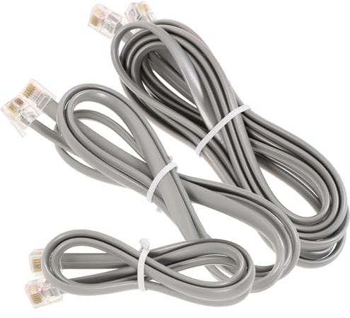 Generico Set 3 Cavi Telefonici per Telefono Fisso Rj12 6P6C 6 Fili Lunghezze 05M 1M 2M Colore Argento Grigio Compatibili Modem Fax e Segreteria Telefonica per Uso Domestico e Ufficio