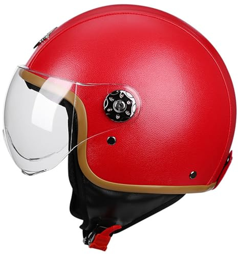 Casco Aperto Moto Stile Retrò Caschi Jet E Demi-Jet Vintage Omologato DOTECE Con Visiera Casco Mezzo 3/4 Elmetto Scodella Per Adulti Uomini Donne Caschi Cromwell Portatile E,55-61CM