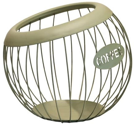 Llazsybz Coffee Pod Holder Soporte de Cápsulas de Café Canasta Organizadora Recipiente Decorativo Hecho en Hierro Adecuado para Hotel Cocina Cafetería, Verde, tal como se describe