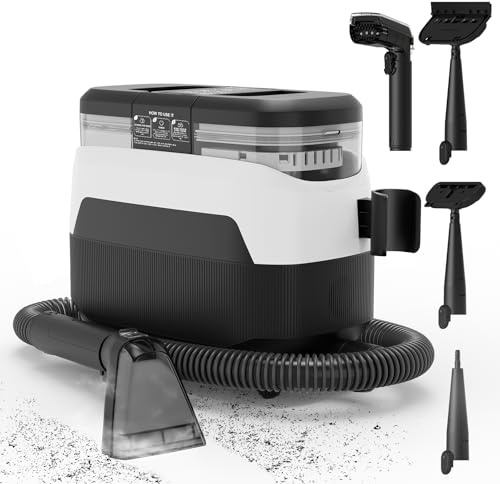 Dampfreiniger 1650W Polsterreiniger Gerät Nasssauger Waschsauger mit Starker Saugkraft, 1250ML Wassertank, Hochtemperaturdampf Teppichreiniger für Teppich, Sofa, Vorhänge, Polster, Autositz