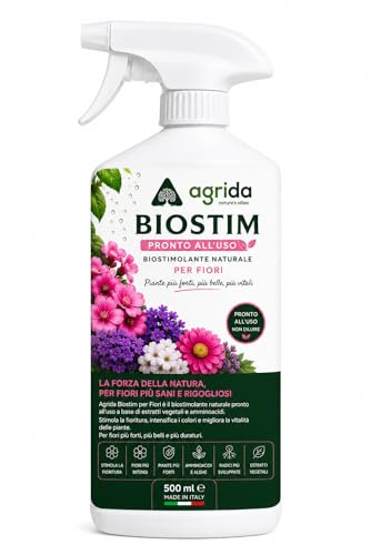 Biostimolante Naturale per Fiori 500 ml – Spray Pronto all’Uso per Gerani, Rose e Piante Fiorite – Favorisce Fioritura Abbondante, Colori Intensi e Piante Più Forti – AgriDa