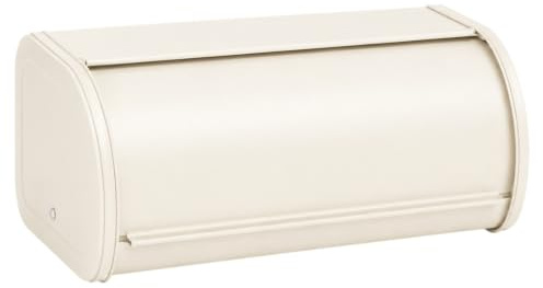 EHC Large Roll Top Bread Box Roll Top Lid, Metal Bread Bin Kitchen Storage Container, Cream, 44.5 x 27 x 17 cm