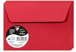Clairefontaine 5586C Pack of 20 Self-Adhesive Envelopes C6 11,4x16,2cm 120g Intensive Red Invitation Events Correspondence Pollen Range Premium Smooth Paper