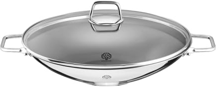 Schulte-Ufer 66520-34 Wok Wega beschichtet, inkl. Zubehör, 34 cm, 4,50 l, Antihaft, Schwarz