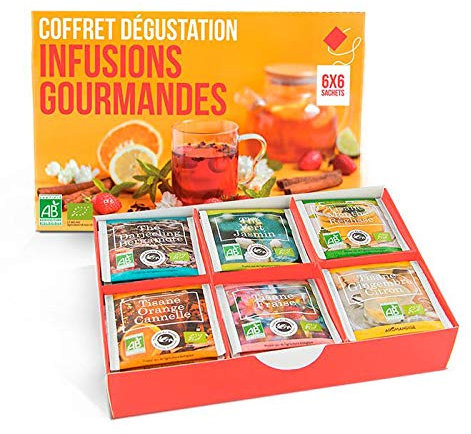 Coffret dégustation Thés et Tisanes Bio Gourmandes 36 sachets - Aromandise