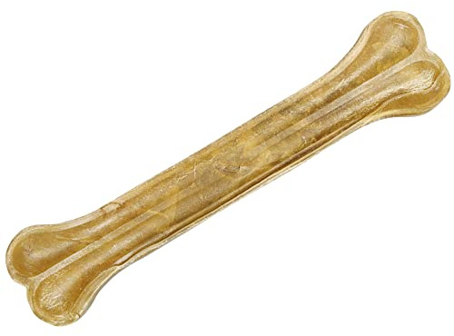 Schecker Kauknochen 1 x 31cm 420g aus gepresster Rinderhaut - der Hundeknochen ist 1. Wahl, schwere Qualität, sauber gepresst
