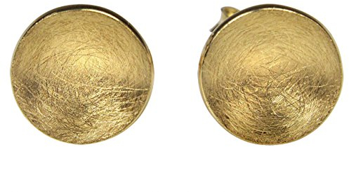 SILBERMOOS Damen Ohrstecker Kreis rund gebürstet klein vergoldet Sterling Silber 925 Ohrringe