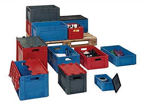 Conteneur de transport gerbables L600xl400xH420 mm rouge PP charge lourde poignée travers. parois latérales fermées 1 pièces