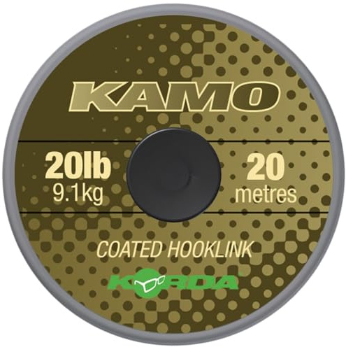 Korda Kamo Coated Hooklink, Karpfenvorfach, Abriebfeste Schnur, Matte Beschichtung, Sinkendes Vorfachmaterial, Für das Karpfenangeln