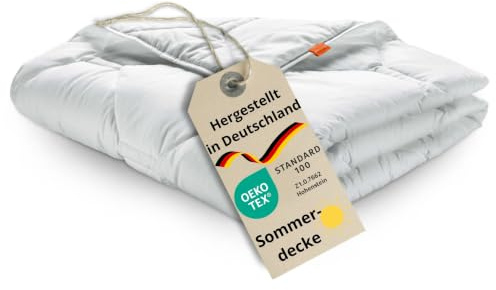 sleepling Sommerdecke 200x200 cm, leichte Sommer Bettdecke, Komfort 300 | Dünne Sommerbettdecke, 100% Baumwolle (Satin), Füllung HCS-Faserkugeln, Decke 200 x 200 cm, Made in Germany, OEKO-TEX
