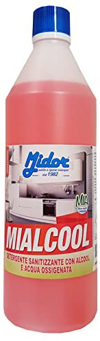 Midor Detergente Multiuso igienizzante sgrassante con Miscela di alcoli, MIALCOOL 1kg, 1000ml, per Pulire superfici, Piastrelle, banchi, tavoli d'ufficio, vetri, con Alcool