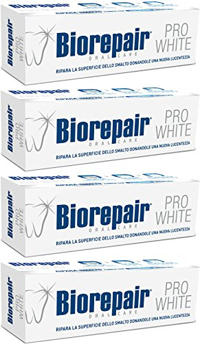 Biorepair:Pro weiß Whitening Zahnpasta mit microrepair – 2,5 Flüssigunze (75 ml) Röhren (4 Stück) [Italienische Import]