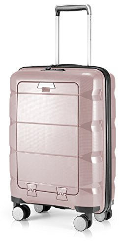 Hauptstadtkoffer - Britz - Handgepäck mit Laptopfach Hartschalen-Koffer Trolley Rollkoffer Reisekoffer, TSA, 4 Rollen, 55 cm, 34 Liter, Altrosa