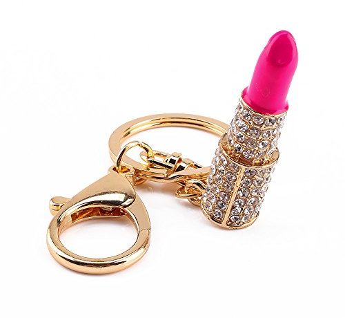 Kristall Lippenstift Makeup Keyring Handtasche Tasche Charme Anhänger Schlüsselanhänger Schmuck für Mädchen Frau Dame MEHRWEG VERPACKUNG socialme-eu