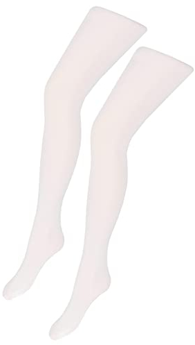 TupTam Feinstrumpfhose Mädchen 40 DEN – Mikrofaser Strumpfhose Mädchen im 2er Pack – Halbtransparent & Bequem, Farbe: Weiß, Größe: 152-164
