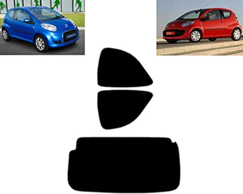 Passgenaue Tönungsfolie für-Citroen C1 3-Türen 2005-2013 Heck/Seitenscheiben (05% Tiefschwarz)