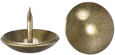 sourcing map Tapicería Clavos Tachuelas 19mm Diámetro 15mm Altura Antiguo Redondo Pulgar Empuje Pasadores Bronce Tono para Muebles Sofá Cabeceros, 50 Piezas