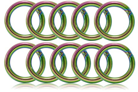 Ganzoo O-Ringe Stahl 5 mm Stärke, 20 mm innen 30 mm außen, 10 Stück Set, geschweißt, nichtrostend, Regenbogen/Rainbow, für Paracord 550, DIY Hunde-Leine, Hunde-Halsband, Bastel- und Nähzubehör