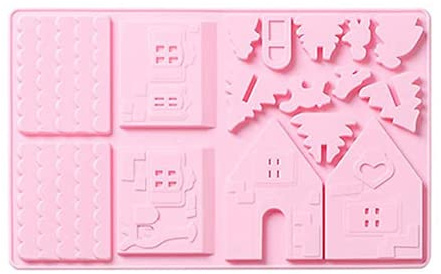 Selecto Bake Stampo natalizio per cioccolatini, caramelle, casetta di pan di zenzero, silicone, stampo per biscotti natalizi, antiaderente, per cubetti di ghiaccio, gelatina, torta, budino
