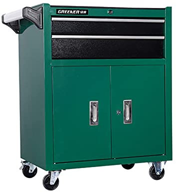 Bderkz Rolling Tool Chest Garage Workshop Trolley Tool Organizer 2 Drawer Tool Chest with Large Storage Cabinet and Adjustable Shelf for Garage Storage, Black (Color : Black Green, Size : 2 drawers)