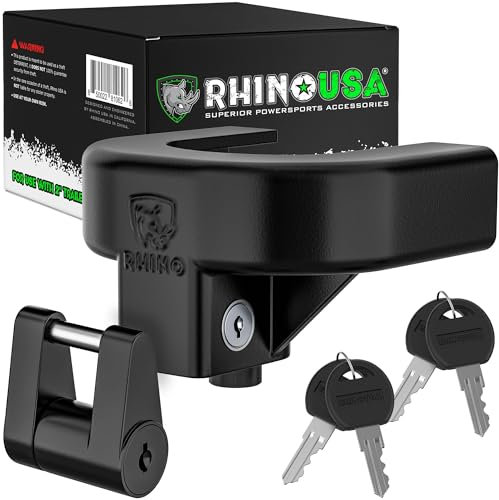 Rhino USA Trailer Hitch Lock Kit (for 2-5/16 Trailers) Heavy Duty Anti Theft Coupler Lock for RV, Camper, Boat, and Trailer – Solid Steel Tongue Tow Lock