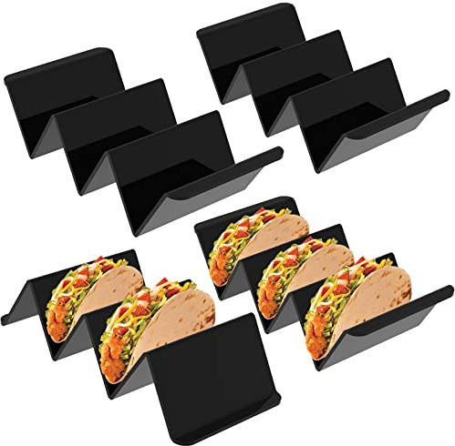 webake Lot de 4 supports de taco en acrylique pour hot-dog | Support de talon ondulé pour taco, hotdog, sandwich, restaurant, maison, pique-nique, fête, festival, noir