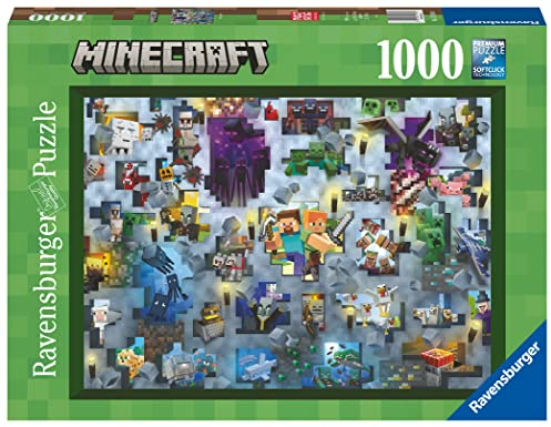 Ravensburger Puzzle 17188 - Minecraft Mobs - 1000 Teile Minecraft Puzzle für Erwachsene und Kinder ab 14 Jahren, Minecraft Geschenke, Blue (Noctural).