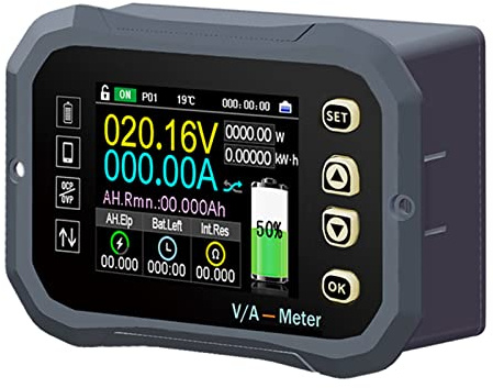 Telituny Monitor de Batería, 0-120 V KG-F Bluetooth Inalámbrico Hierro Litio Batería Medidor Capacidad/Coulomb Medidor/Amperímetro/Voltimetro para Caravanas, Autocaravanas, Control Móvil (0-400 A)