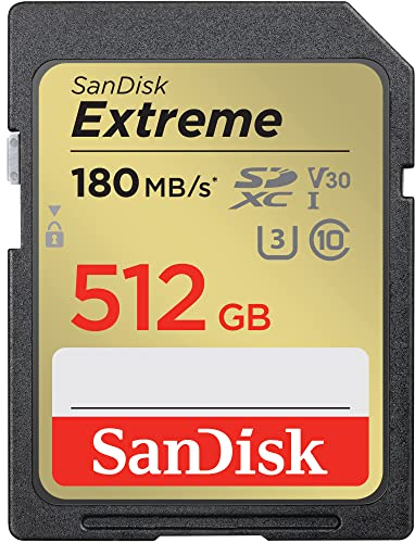 SanDisk 512GB Extreme scheda SDXC + RescuePro Deluxe fino a 180 MB/s UHS-I Class 10 U3 V30