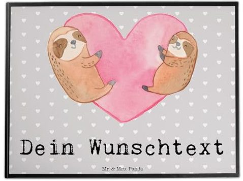 Mr. & Mrs. Panda Schreibtischunterlage selbst gestalten Faultiere Herz - Personalisierte Geschenke, Freundin, Geschenk für, Schreibtischauflage, Schreibunterlage personalisiert, Freund, Hochzeitstag