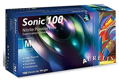 Sonic Nitrilhandschuhe, latexfrei, puderfrei, Kobaltblau, 100 Stück (1, S)