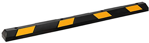 COSTWAY 54cm/182cm Rubber Curb, 1/2 Pack Parking Lot Vehicle Floor Wheel Stopper with Yellow Reflective Strips, Heavy Duty Garage Blocks Parking Target for Car Truck RV Trailer (1 Pack, 182x15x10cm)