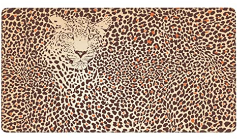Lustiges Mauspad mit Leopardenfell-Motiv, rutschfeste Gummiunterseite, genähte Kanten, für Gaming, Büro, Computer, PC, Damen und Herren, 40,6 x 74,9 cm