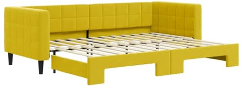 vidaXL Tagesbett, Sofabett Ausziehbar, Gästebett Schlafsofa für Schlafzimmer Wohnzimmer, Ausziehbett Sofa Bettsofa, Modernes Design, Gelb 80x200cm Samt