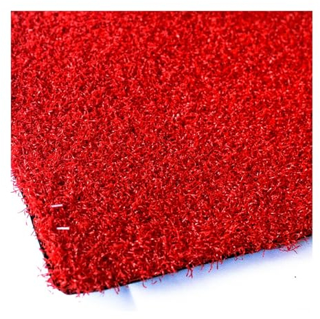 XLIHAWY Kunstrasen, 3 cm Dick Realistische Kunstrasenmatte, Drinnen Draußen Schneidebare Rasenlandschaft Für Balkon, Rot (Farbe : Rosso, Größe : 59x157in)
